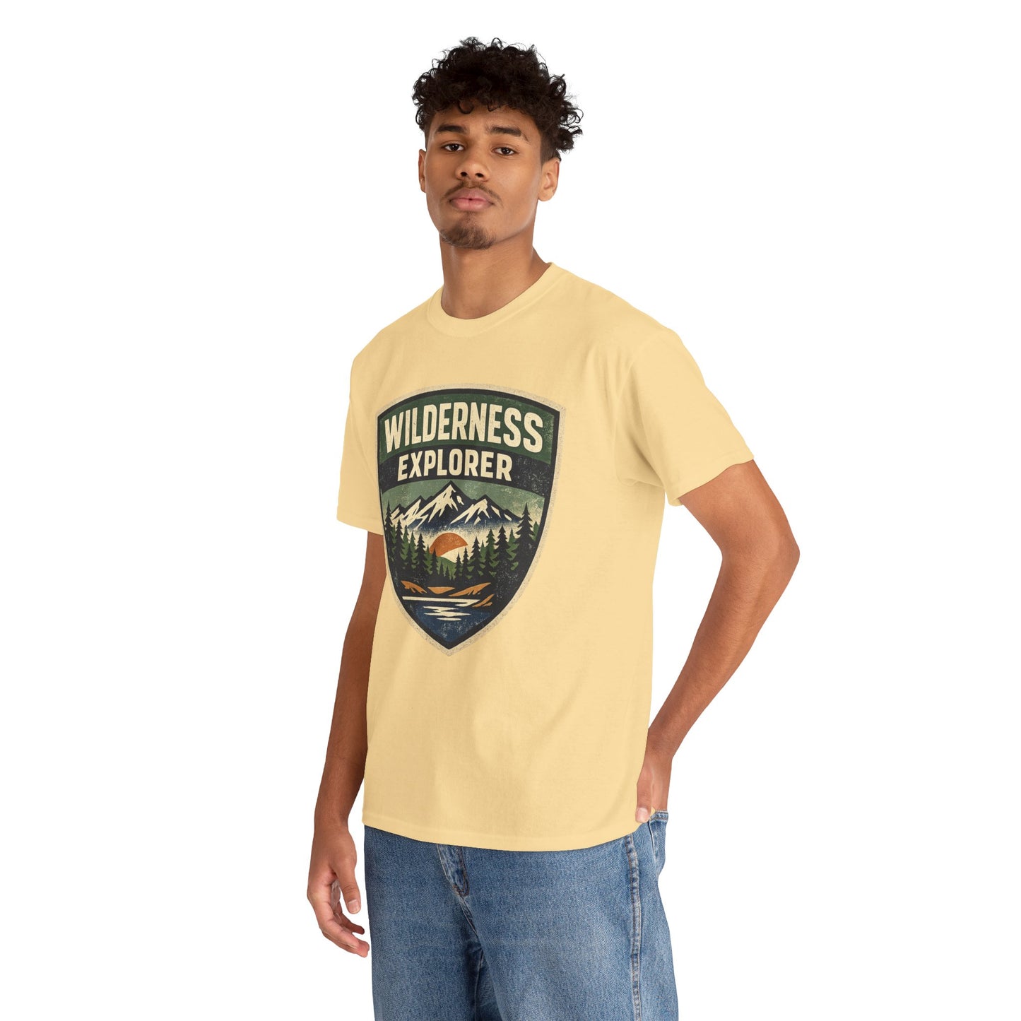 Wilderness Explorer Shield badge Tee | Retro Outdoor Adventure design | Hiking