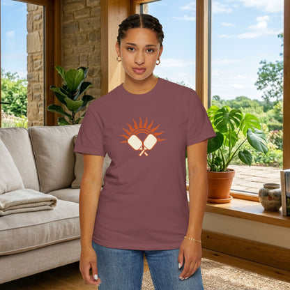 Pickleball Sun Badge Tee Pickler Vintage Minimalist Unisex Shirt