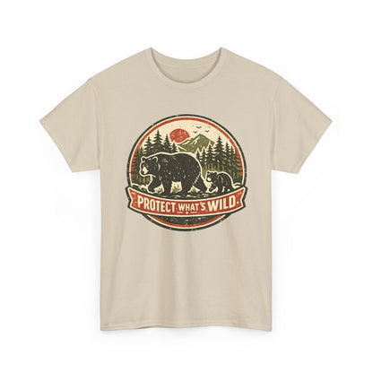 Bear and Cub Retro Badge Tee | Protect What's Wild | Wildlife Lover Gift | Unisex