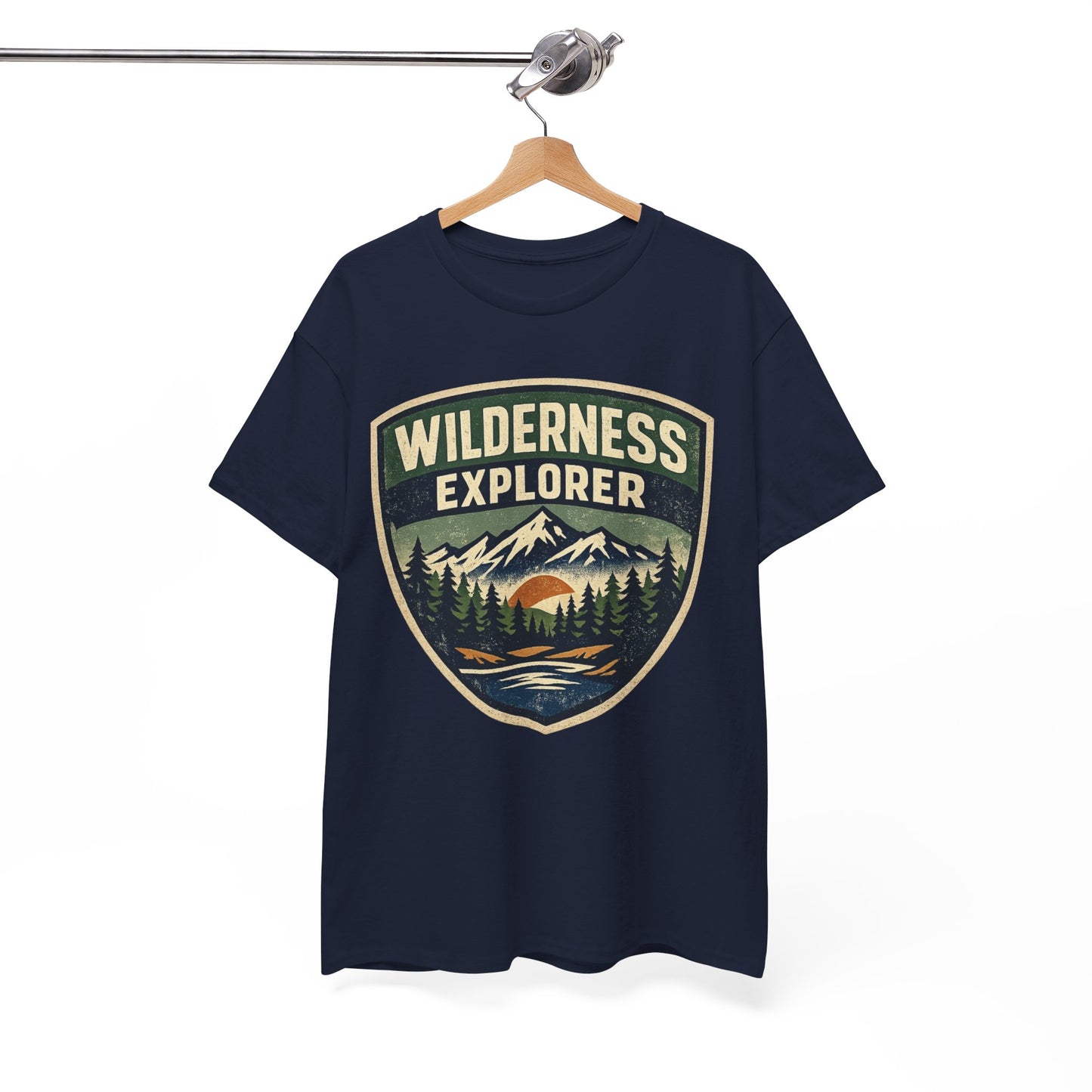 Wilderness Explorer Shield badge Tee | Retro Outdoor Adventure design | Hiking