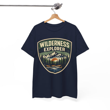 Wilderness Explorer Shield badge Tee | Retro Outdoor Adventure design | Hiking