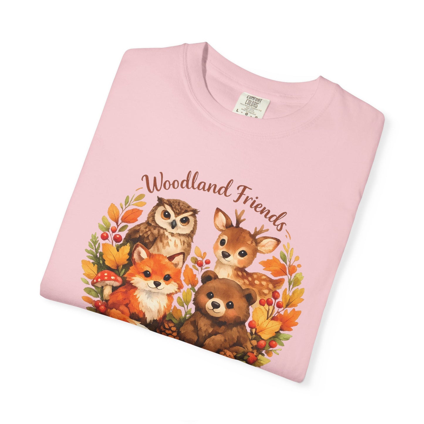 Woodland Friends Badge Watercolor Tee | Fox Bear Deer Owl Shirt | Nature Lover Gift