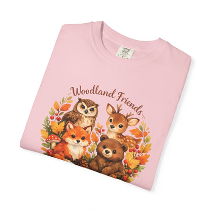 Woodland Friends Badge Watercolor Tee | Fox Bear Deer Owl Shirt | Nature Lover Gift