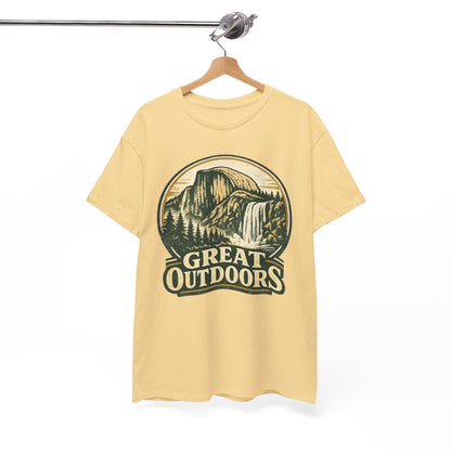 Great Outdoors Retro Badge Tee | Yosemite Half Dome Graphic Shirt | Camping Gift