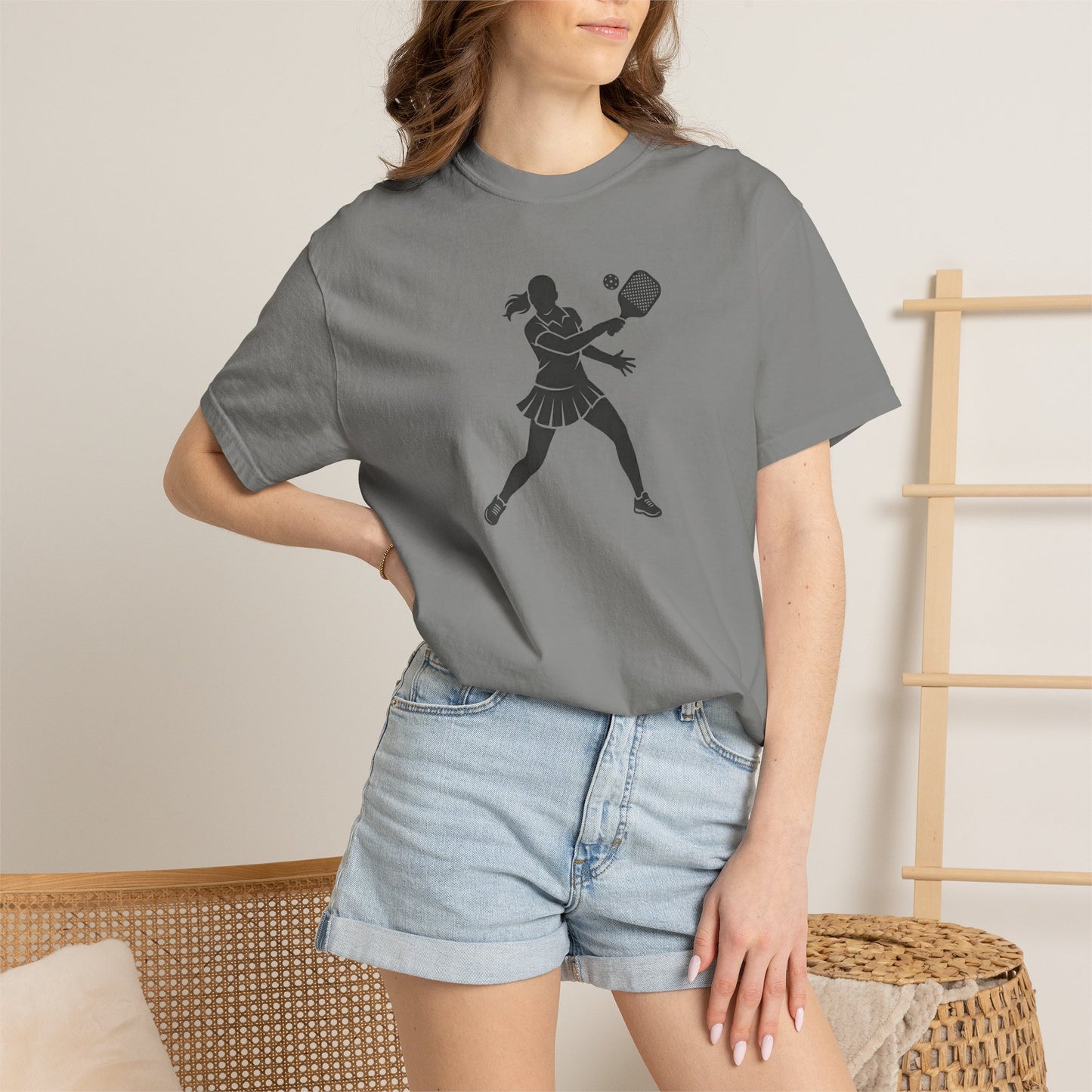 Pickleball Female Silhouette Icon Tee Minimalist Pickler Graphic Women T-Shirt