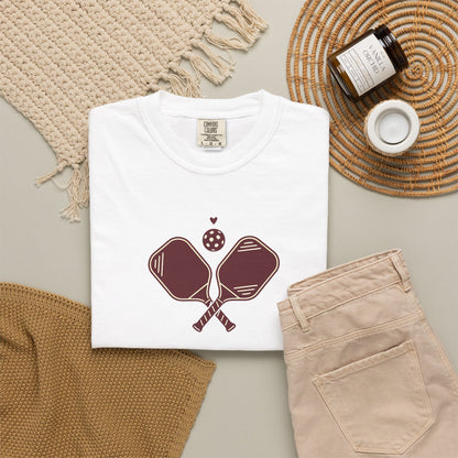 Pickleball Heart Icon Tee Pickler Love Minimalist Graphic Unisex Shirt