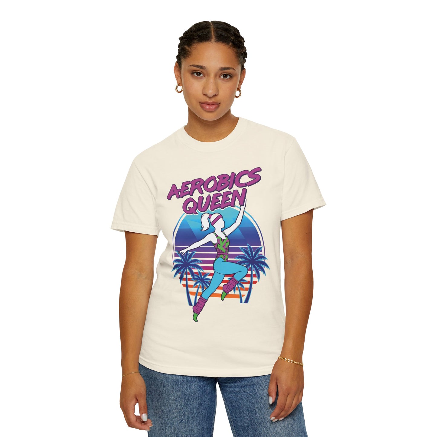 Aerobics Queen Retro 80s Dance Graphic Tee | Vintage Workout Shirt Women