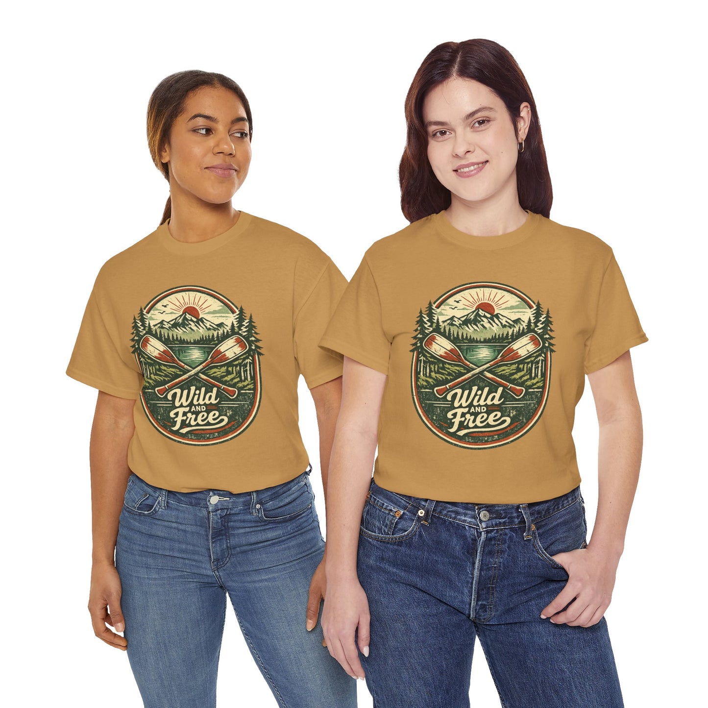 Wild and Free Badge Tee | Vintage Adventure Shirt | Outdoor Explorer Gift