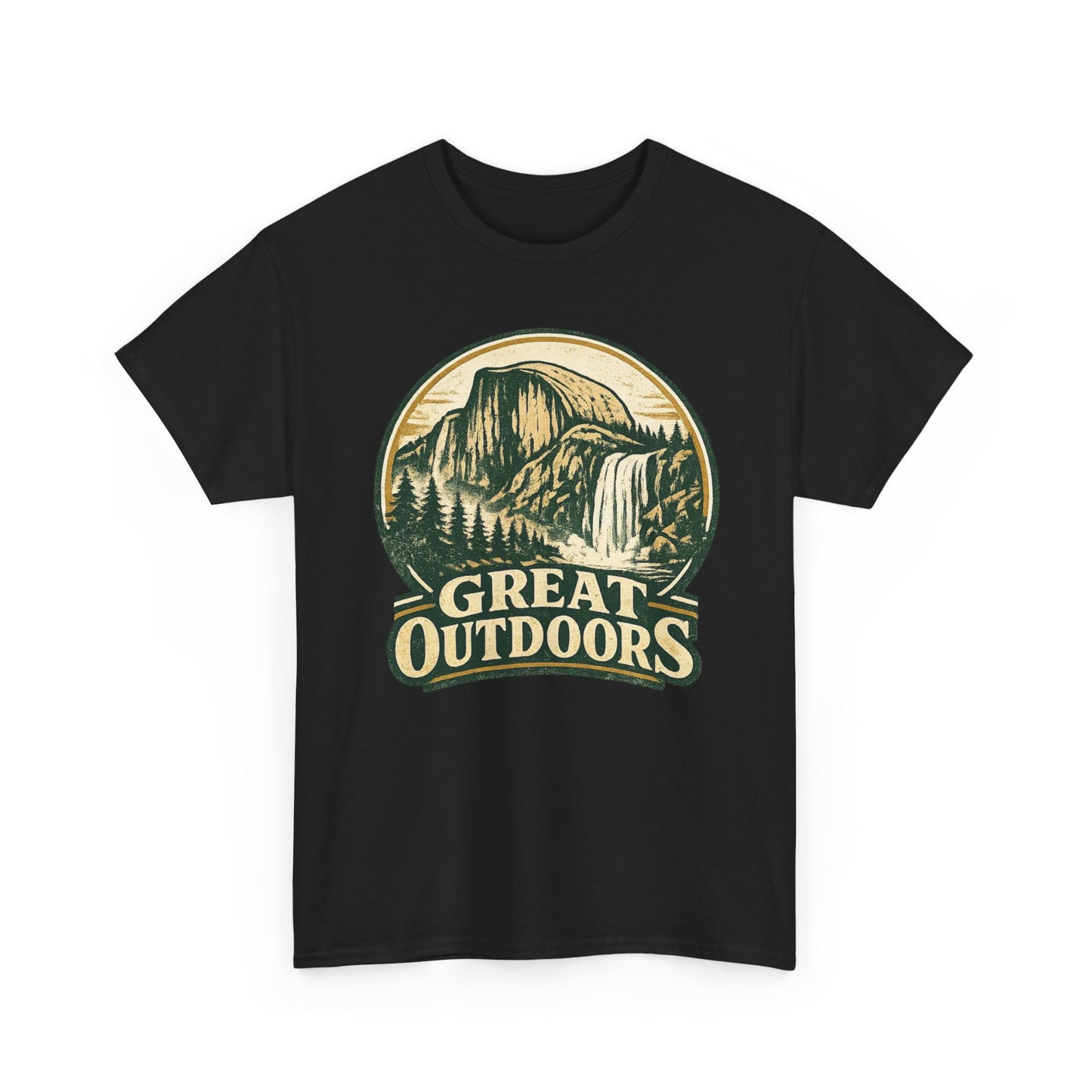Great Outdoors Retro Badge Tee | Yosemite Half Dome Graphic Shirt | Camping Gift