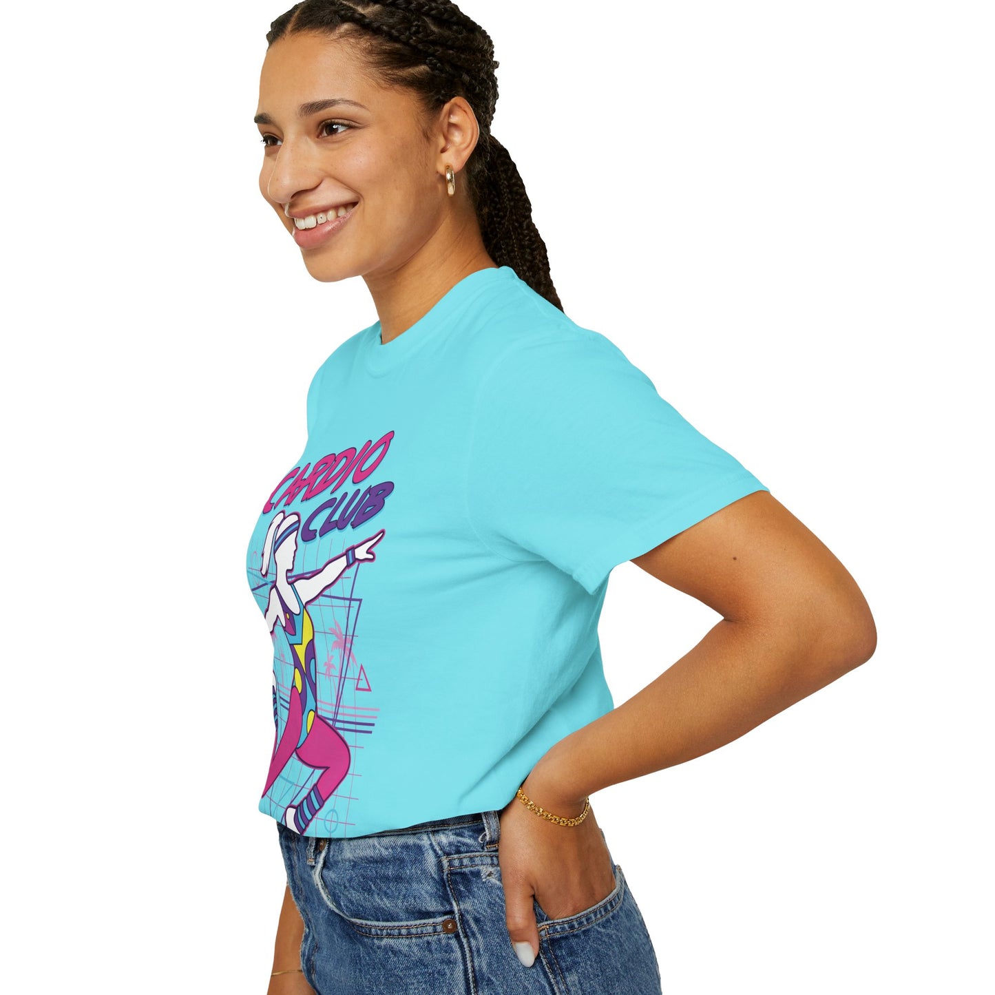 Cardio Club Retro 80s Grid Aerobics Graphic Tee | Vintage Gym Shirt Women