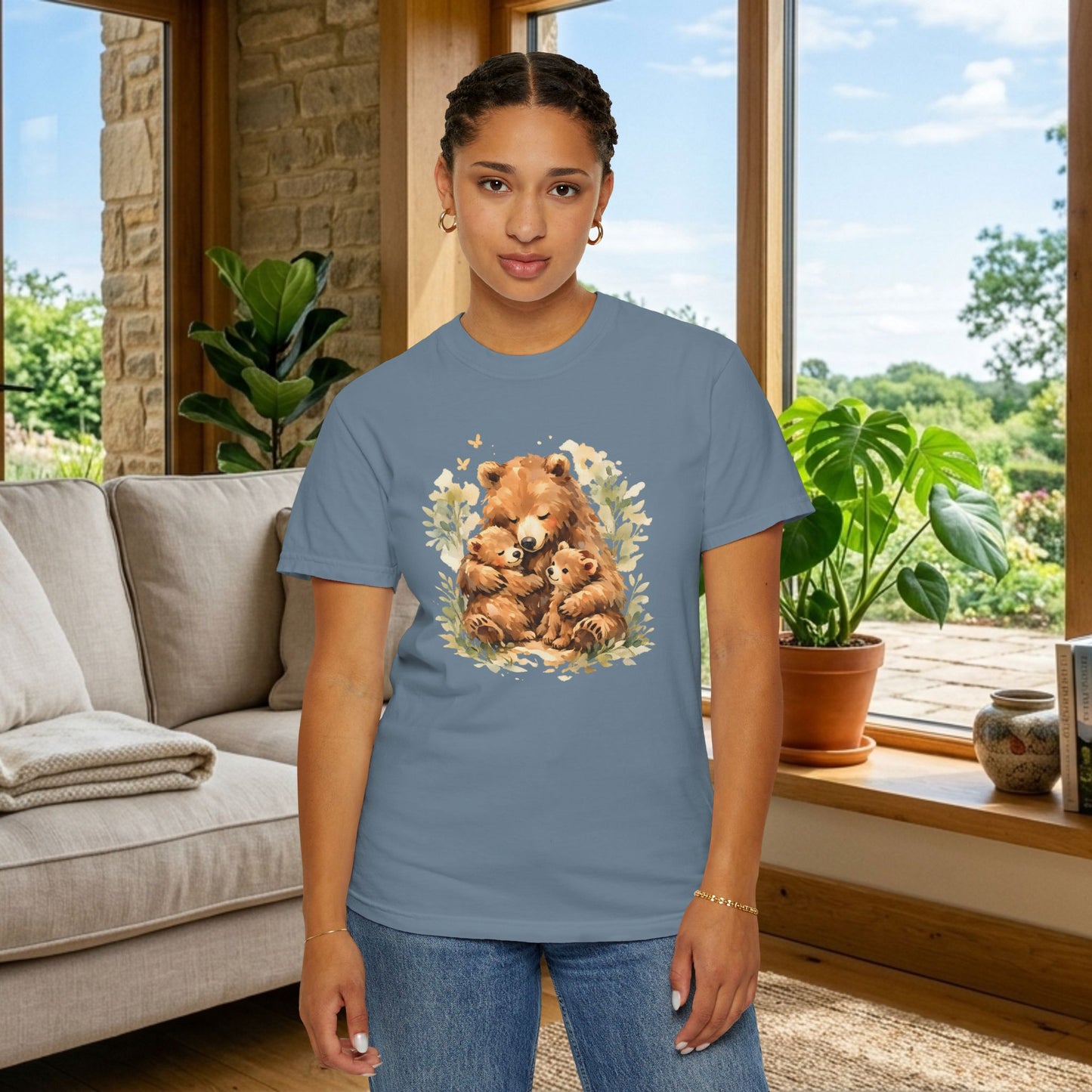 Mother Bear and Cubs Watercolor Tee | Wildlife Art Shirt | Mother Nature Gift | Unisex