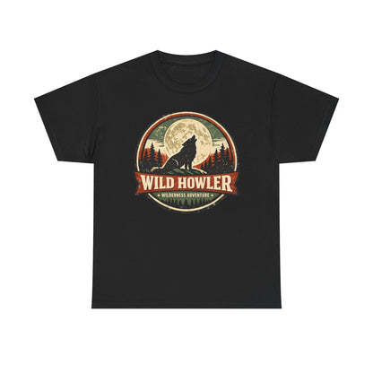 Howling Wolf Vintage Badge Tee | Full Moon Wilderness Shirt | Nature Lover Gift