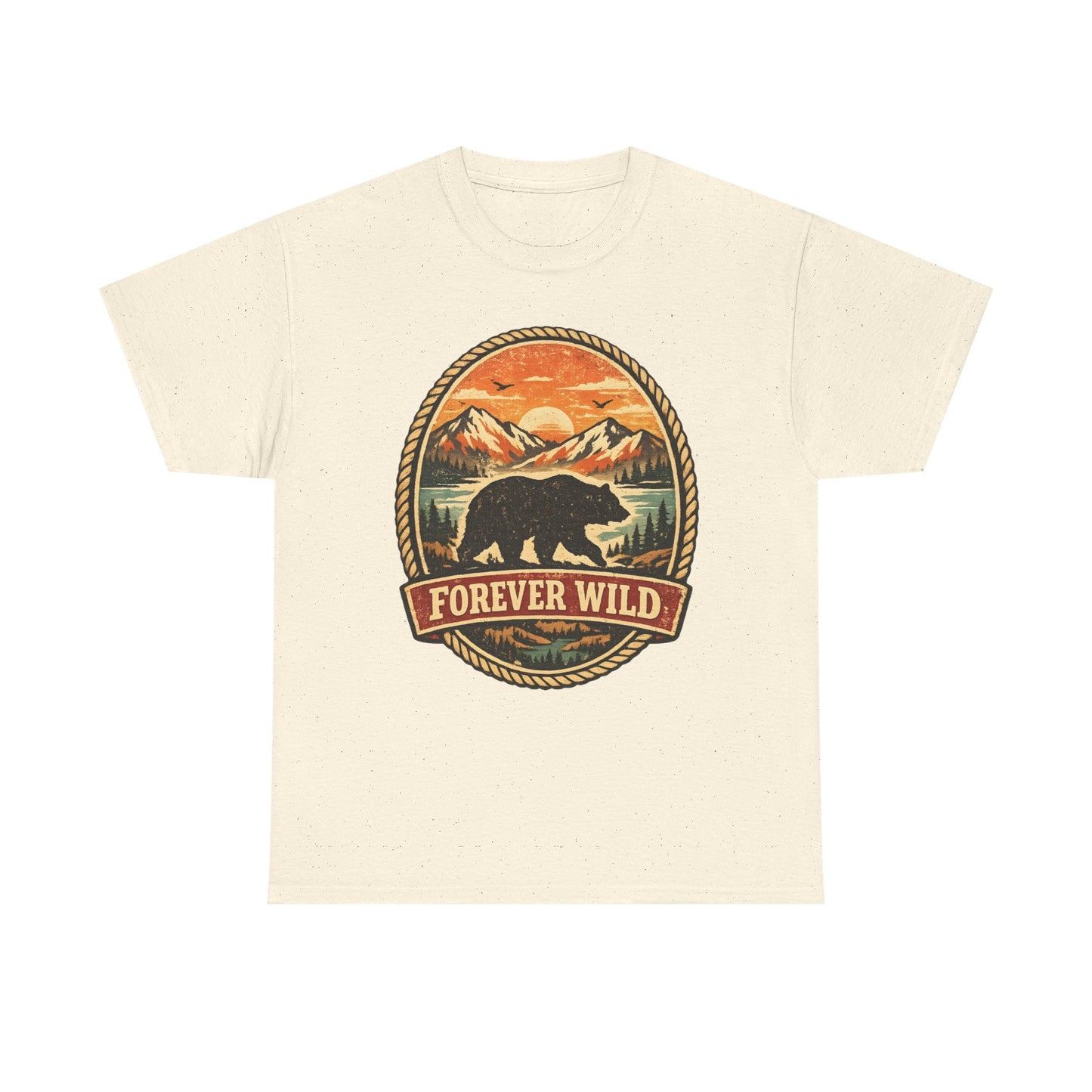 Grizzly Bear Forever Wild Badge Tee | Vintage National Park Shirt | Nature Lover Gift