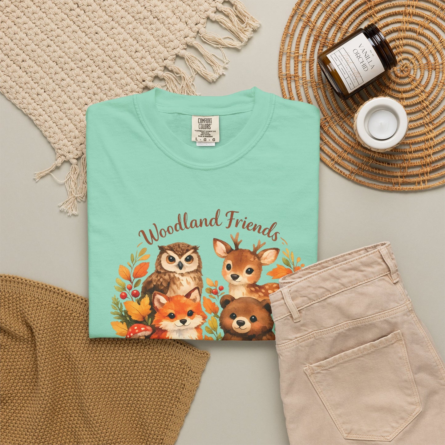 Woodland Friends Badge Watercolor Tee | Fox Bear Deer Owl Shirt | Nature Lover Gift