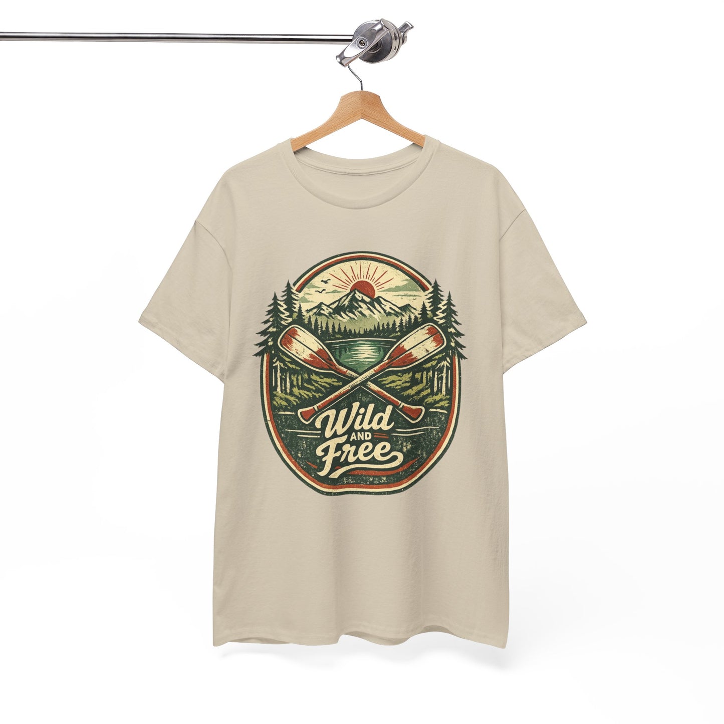 Wild and Free Badge Tee | Vintage Adventure Shirt | Outdoor Explorer Gift