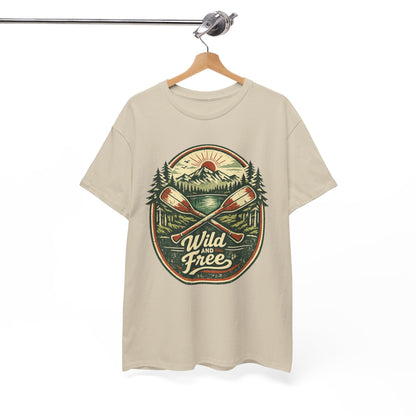 Wild and Free Badge Tee | Vintage Adventure Shirt | Outdoor Explorer Gift