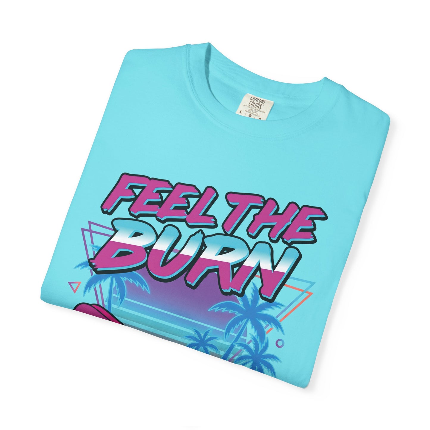 Feel the Burn Neon 80s Aerobics Graphic Tee | Retro Workout Shirt Women
