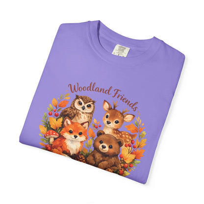 Woodland Friends Badge Watercolor Tee | Fox Bear Deer Owl Shirt | Nature Lover Gift