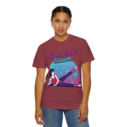 Neon Sweat Session Retro 80s Aerobics Graphic Tee | Vintage Workout Shirt