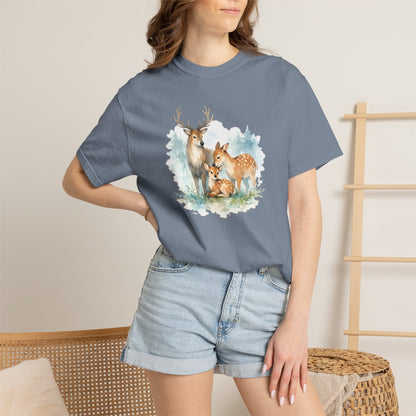 Watercolor Deer Family Tee | Forest Wildlife Art Shirt | Nature Lover Gift | Unisex