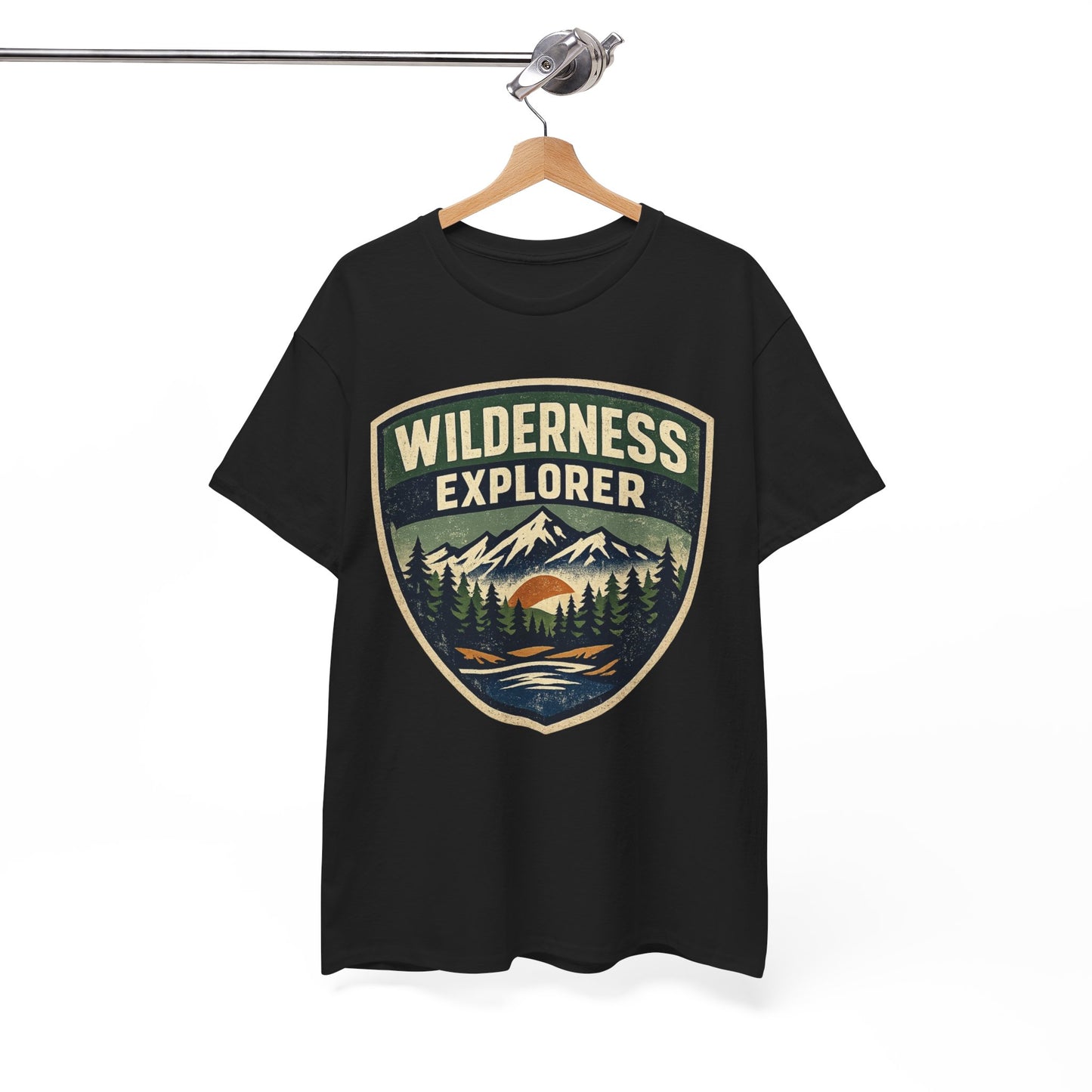 Wilderness Explorer Shield badge Tee | Retro Outdoor Adventure design | Hiking