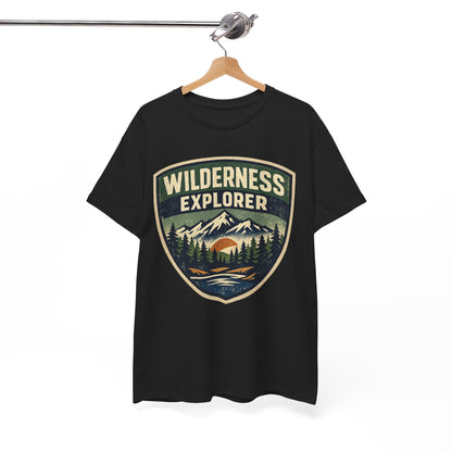 Wilderness Explorer Shield badge Tee | Retro Outdoor Adventure design | Hiking