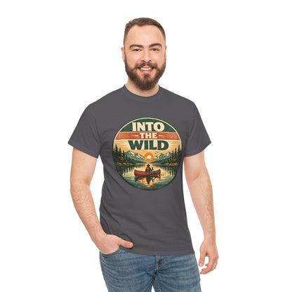 Into the Wild Canoe Badge Tee | Vintage Outdoor Graphic Shirt | Camping Adventure Gift