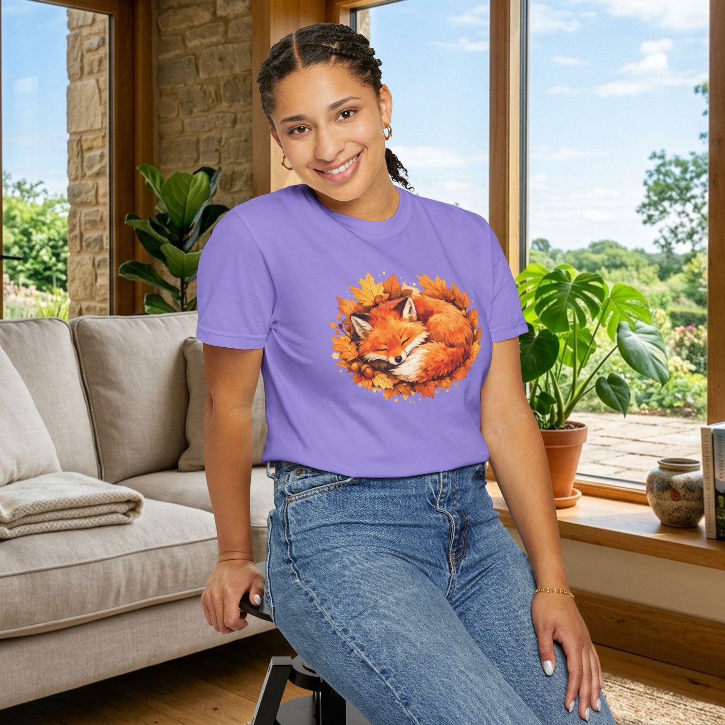 Sleeping Fox Watercolor Graphic Tee | Cozy Woodland Animal Shirt | Nature Lover Gift