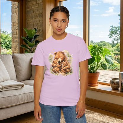 Mother Bear and Cubs Watercolor Tee | Wildlife Art Shirt | Mother Nature Gift | Unisex