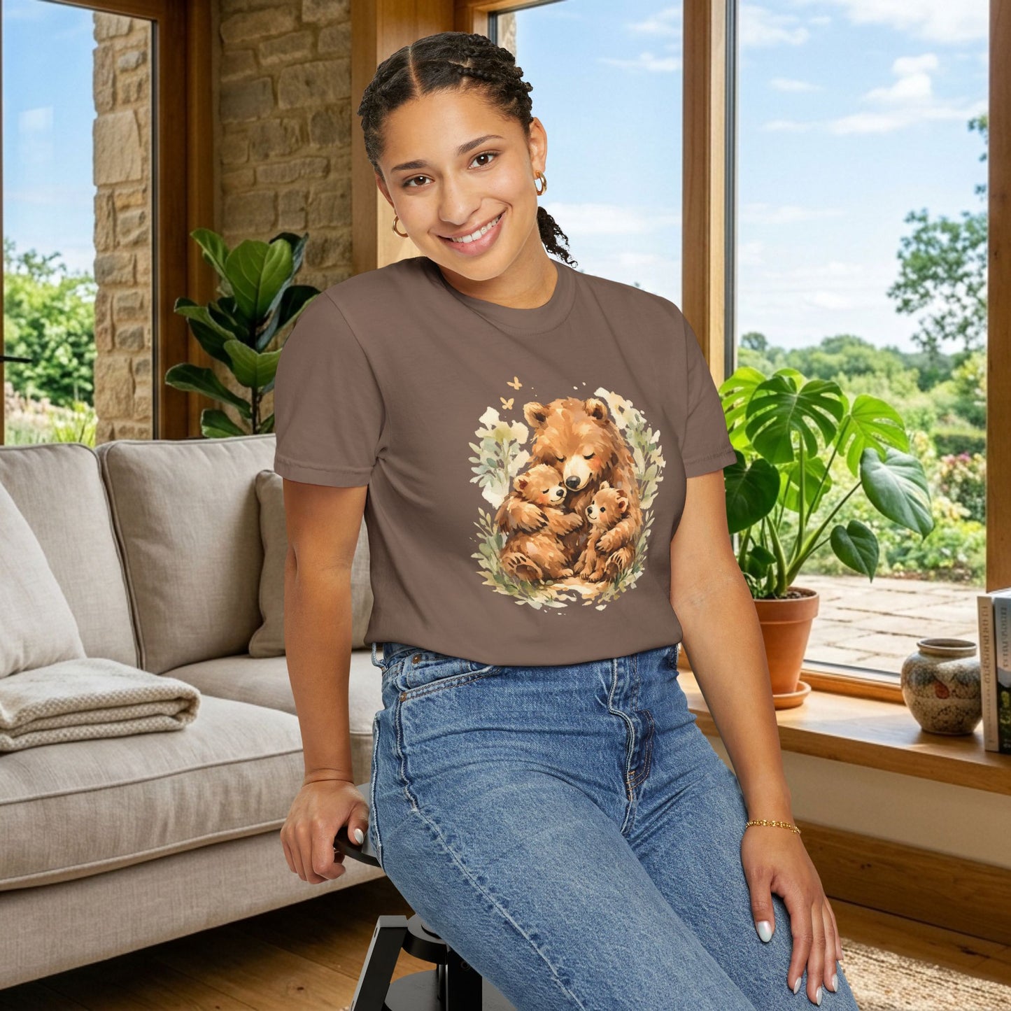 Mother Bear and Cubs Watercolor Tee | Wildlife Art Shirt | Mother Nature Gift | Unisex