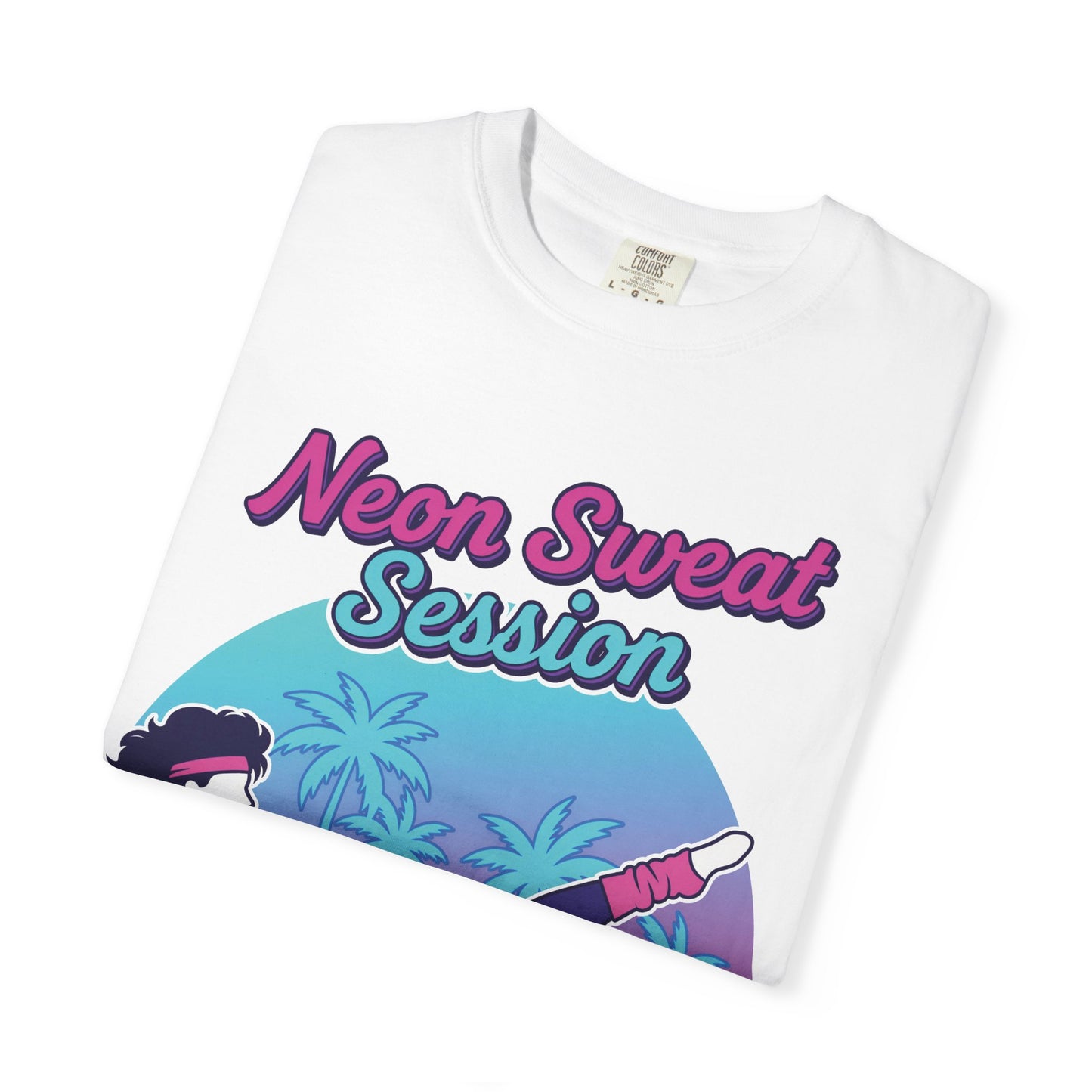 Neon Sweat Session Retro 80s Aerobics Graphic Tee | Vintage Workout Shirt