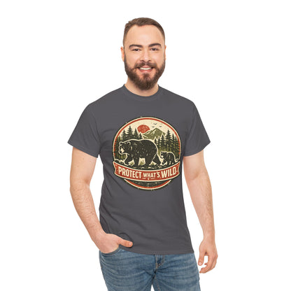 Bear and Cub Retro Badge Tee | Protect What's Wild | Wildlife Lover Gift | Unisex