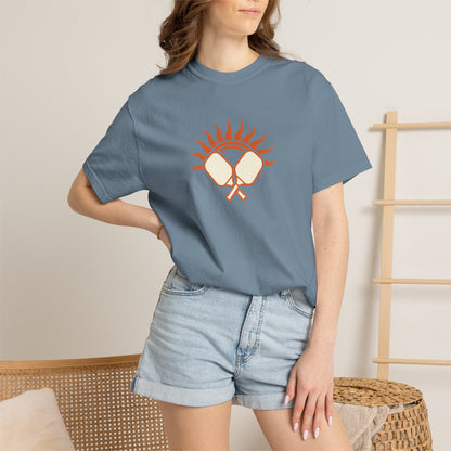 Pickleball Sun Badge Tee Pickler Vintage Minimalist Unisex Shirt