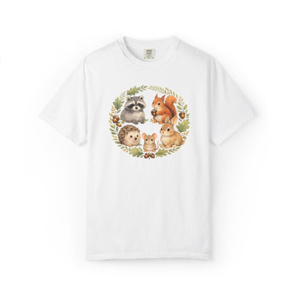 Woodland Animals Circle Watercolor Tee | Forest Creature Gift Shirt | Nature Lover