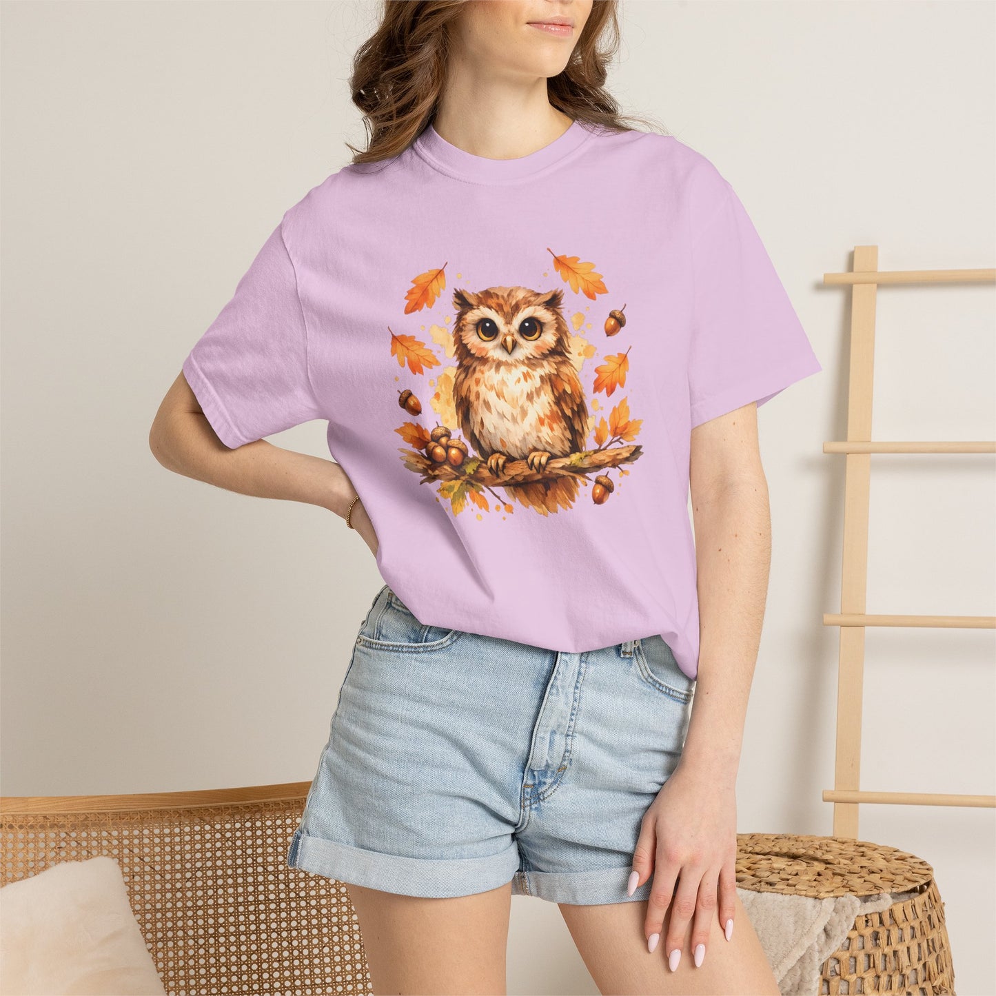 Watercolor Owl Graphic Tee | Autumn Wildlife Art Shirt | Owl Lover Gift