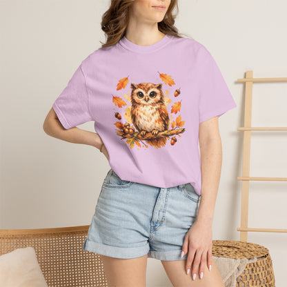 Watercolor Owl Graphic Tee | Autumn Wildlife Art Shirt | Owl Lover Gift