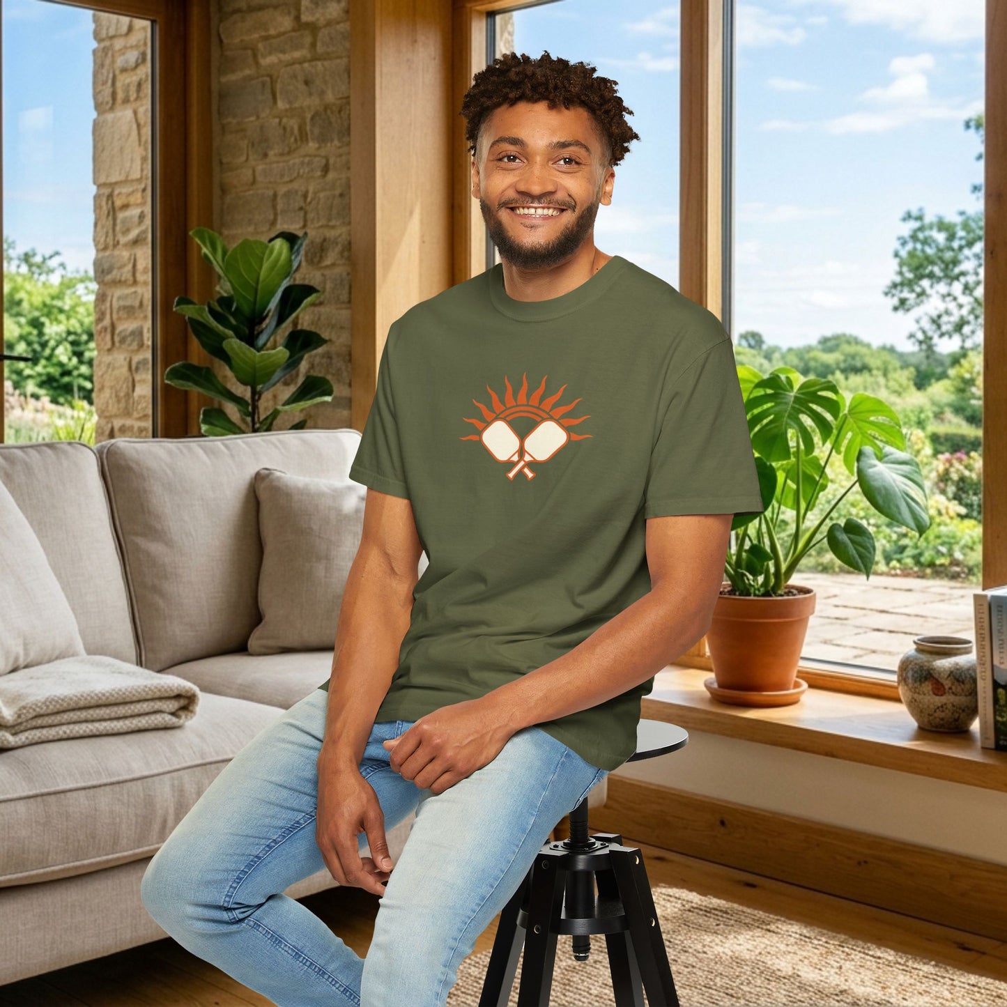 Pickleball Sun Badge Tee Pickler Vintage Minimalist Unisex Shirt