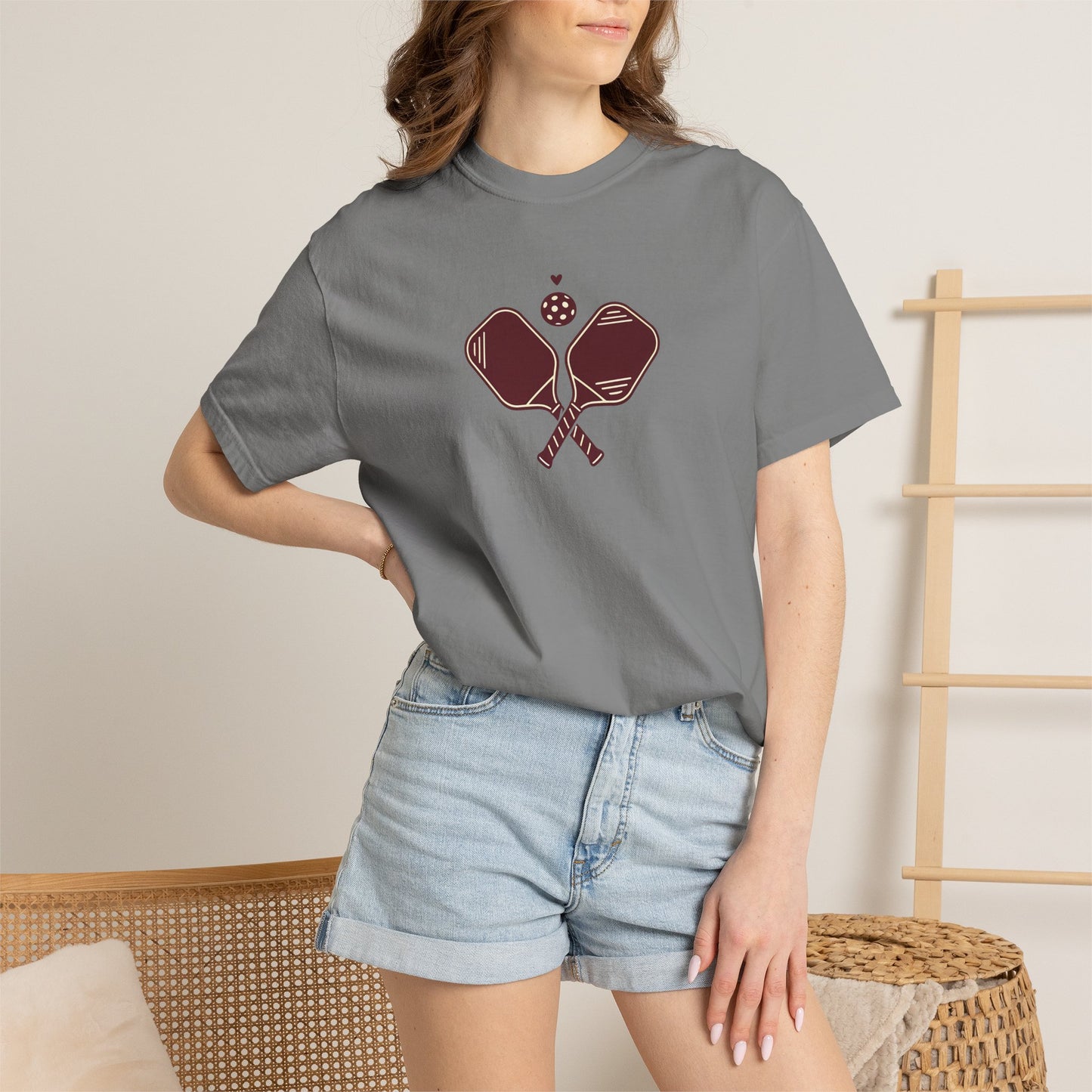 Pickleball Heart Icon Tee Pickler Love Minimalist Graphic Unisex Shirt