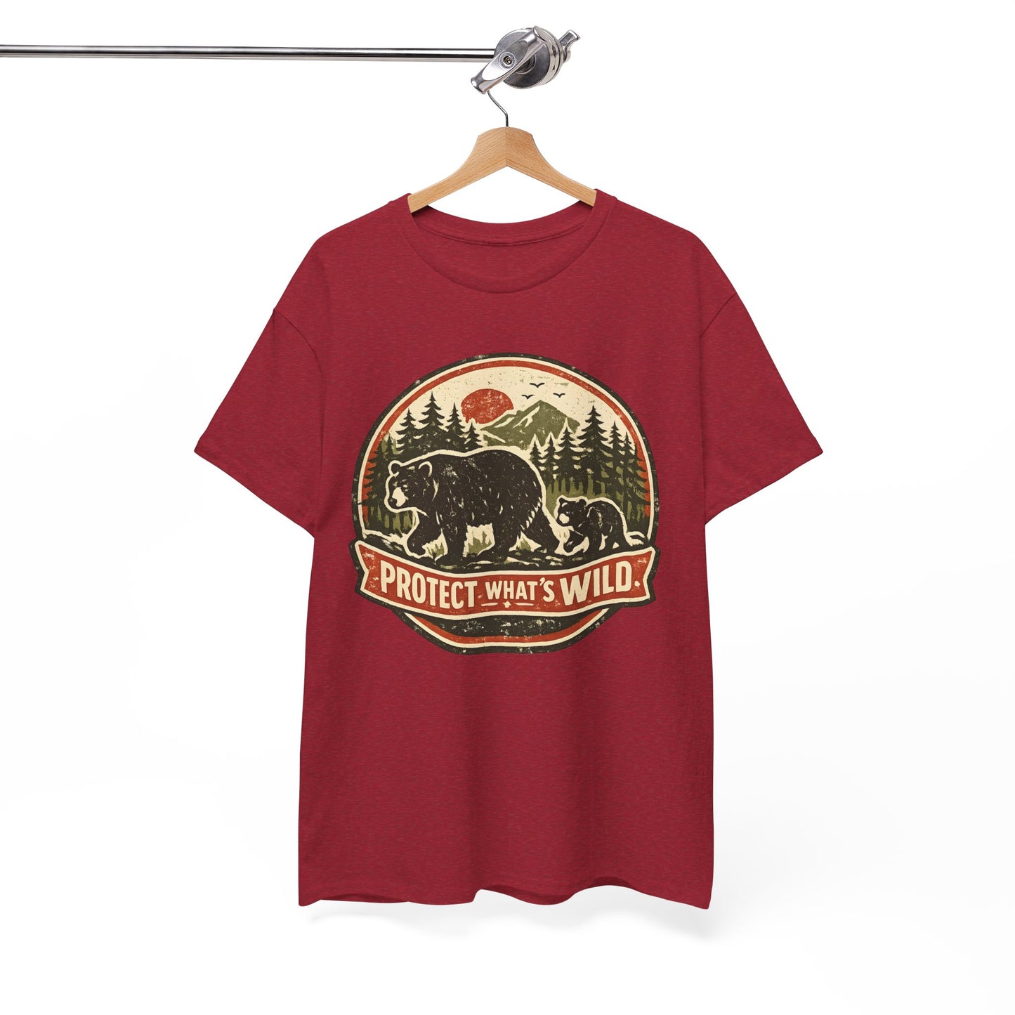 Bear and Cub Retro Badge Tee | Protect What's Wild | Wildlife Lover Gift | Unisex