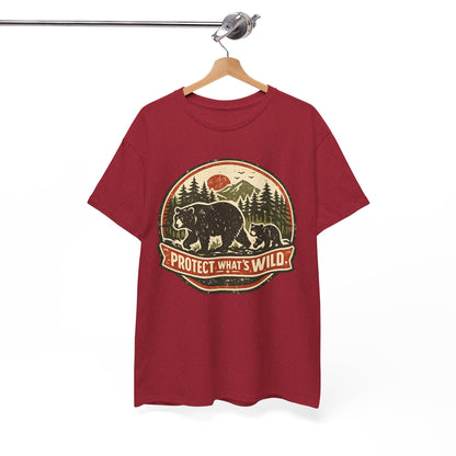 Bear and Cub Retro Badge Tee | Protect What's Wild | Wildlife Lover Gift | Unisex