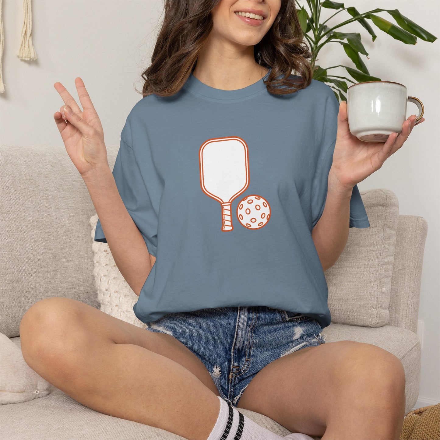 Pickleball Paddle And Ball Icon Tee Minimalist Pickler Unisex T-Shirt