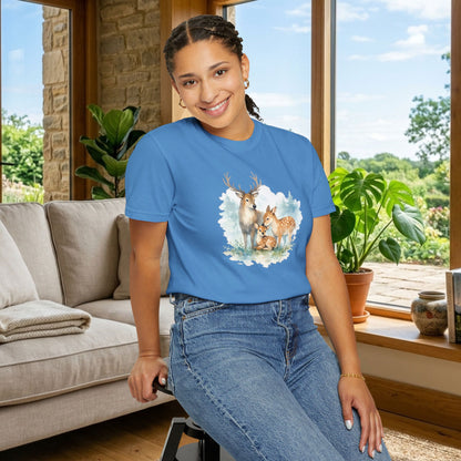 Watercolor Deer Family Tee | Forest Wildlife Art Shirt | Nature Lover Gift | Unisex