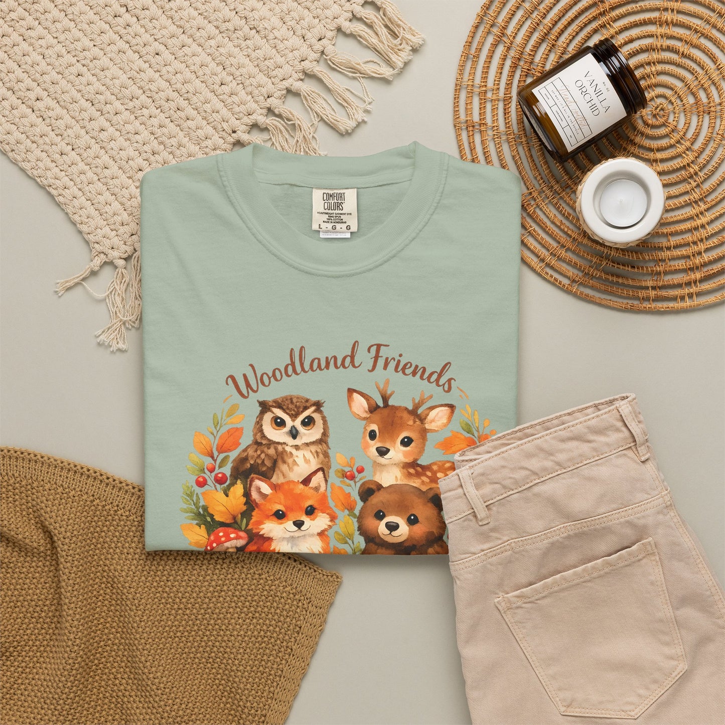 Woodland Friends Badge Watercolor Tee | Fox Bear Deer Owl Shirt | Nature Lover Gift