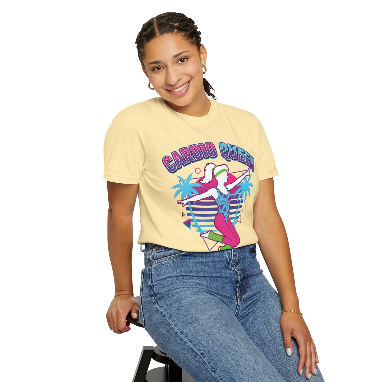 Cardio Queen Retro 80s Aerobics Graphic Tee | Vintage Workout Shirt Women