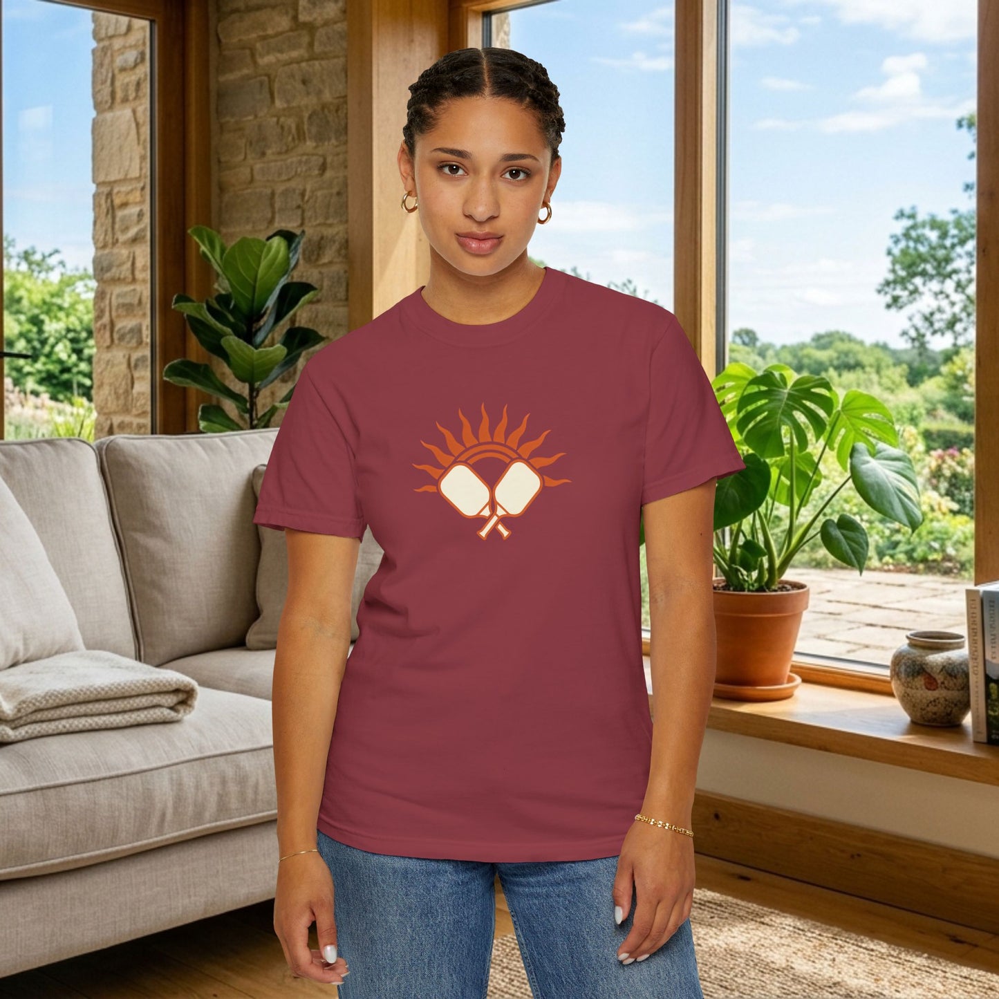 Pickleball Sun Badge Tee Pickler Vintage Minimalist Unisex Shirt