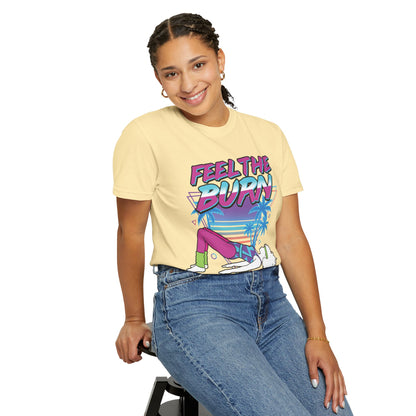 Feel the Burn Neon 80s Aerobics Graphic Tee | Retro Workout Shirt Women