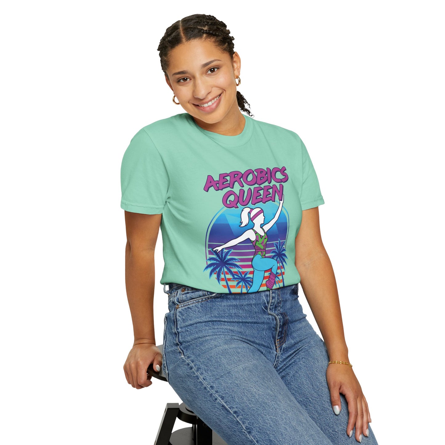 Aerobics Queen Retro 80s Dance Graphic Tee | Vintage Workout Shirt Women