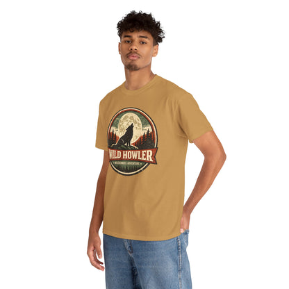 Howling Wolf Vintage Badge Tee | Full Moon Wilderness Shirt | Nature Lover Gift