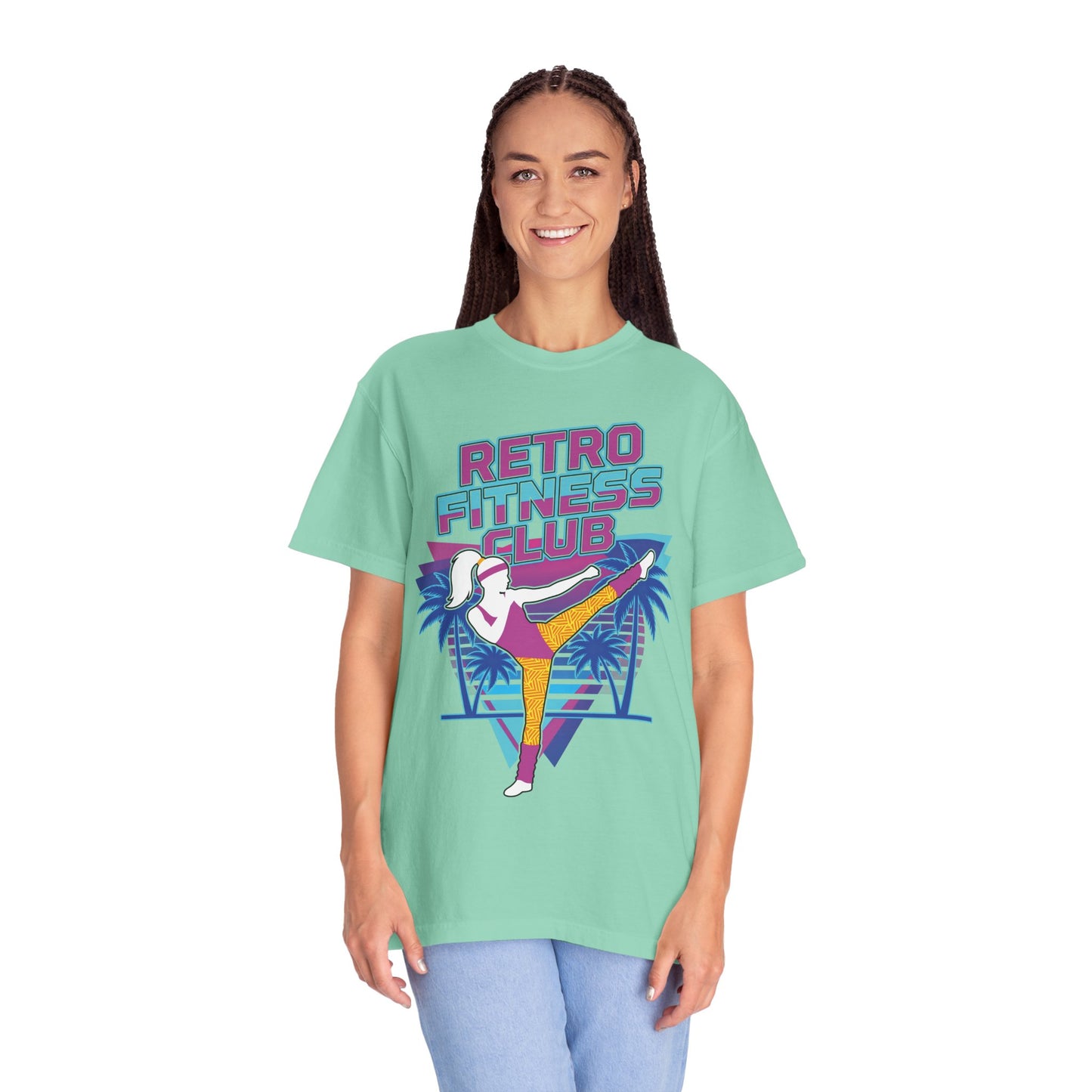Retro Fitness Club High Kick 80s Tee | Vintage Aerobics Shirt Women