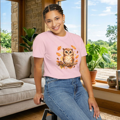 Watercolor Owl Graphic Tee | Autumn Wildlife Art Shirt | Owl Lover Gift